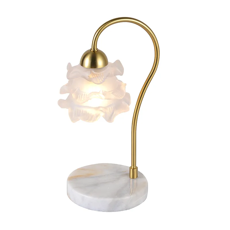1-Lys Frosted Glas Kronblad Bordlampe