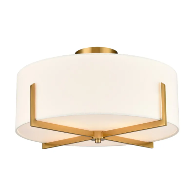 Hvordan kan en moderne loftslampe med cremetekstureret stofskærm forvandle moderne indvendige rum