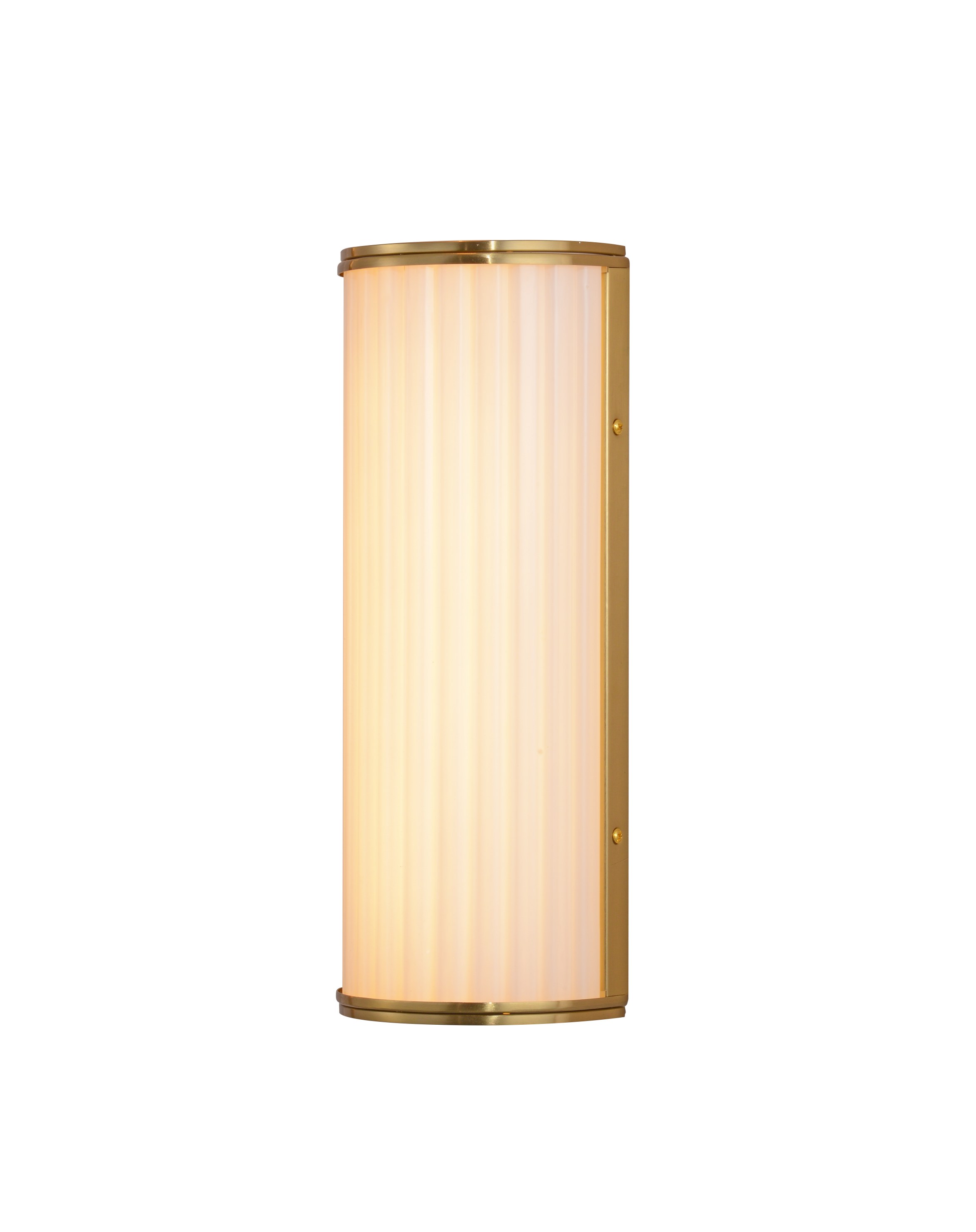 Cylindrisk riflet glas messing væglampe