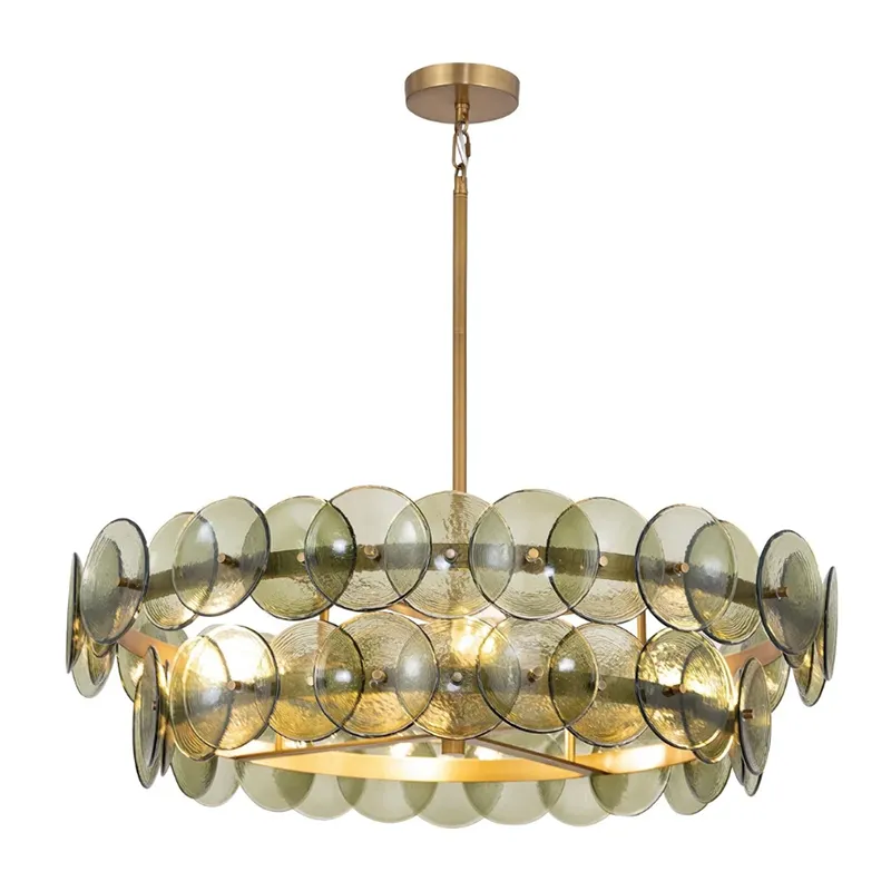 Mid-Century Glas Disc Lysekrone