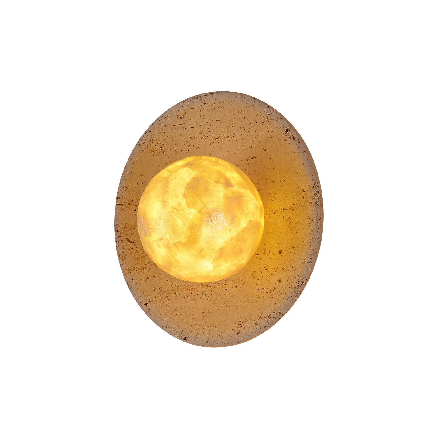 Oval Natural Travertin Base Shell Shade Væglampe